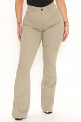 Valentina High Rise Flare Jeans - Khaki Ins Street